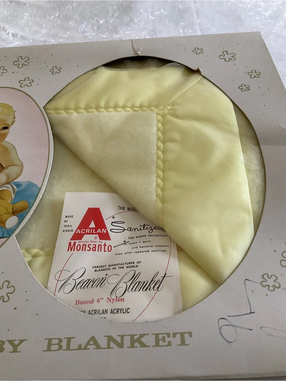 Beacon Pale Yellow Baby Blanket - Soft Acrylic Throw Vintage
